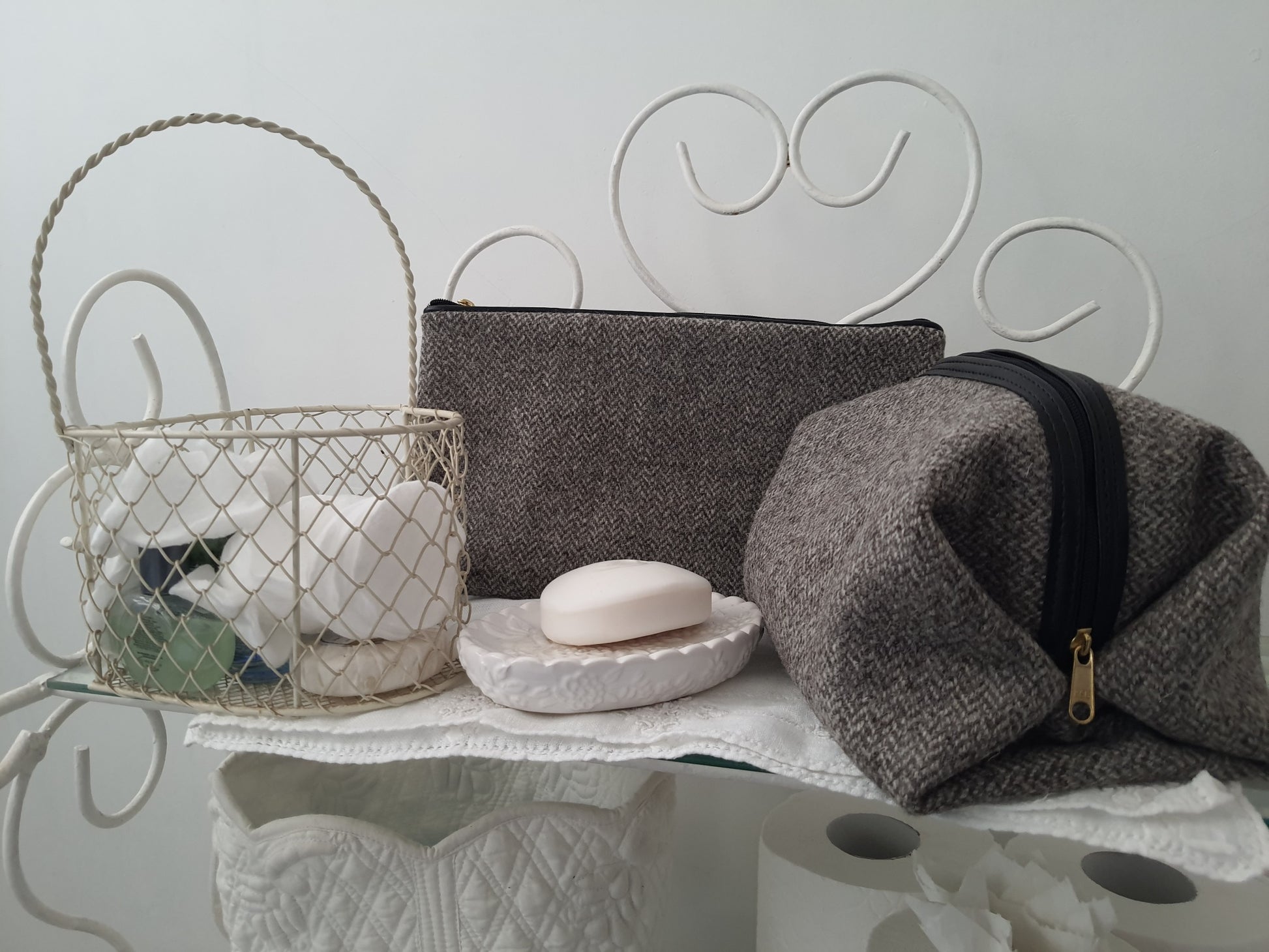 Herringbone Wool Wash bag