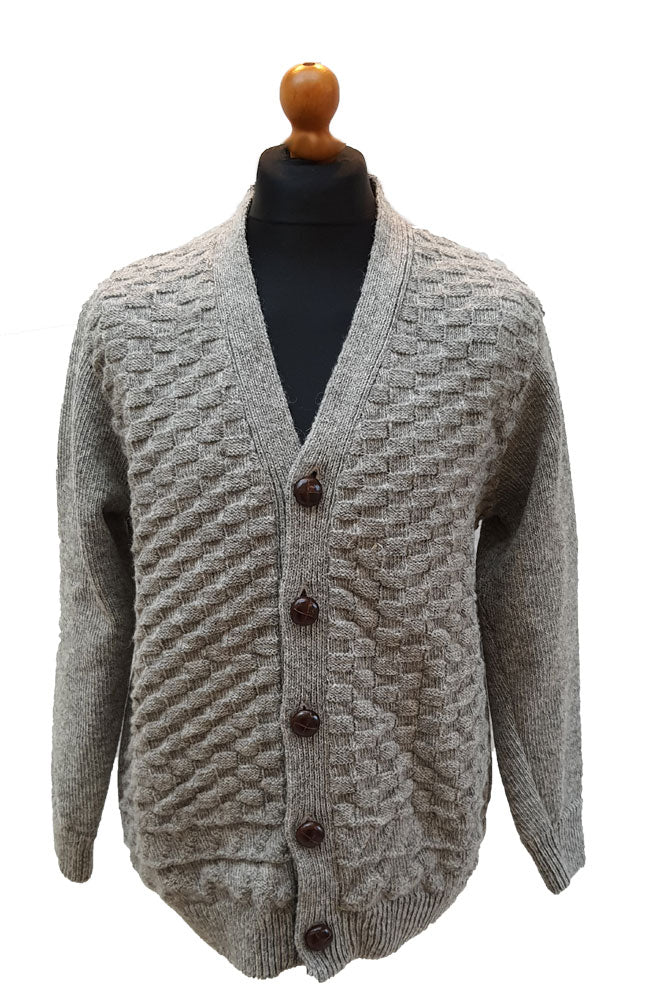 Cosby In Grey Pure Wool Cardigan