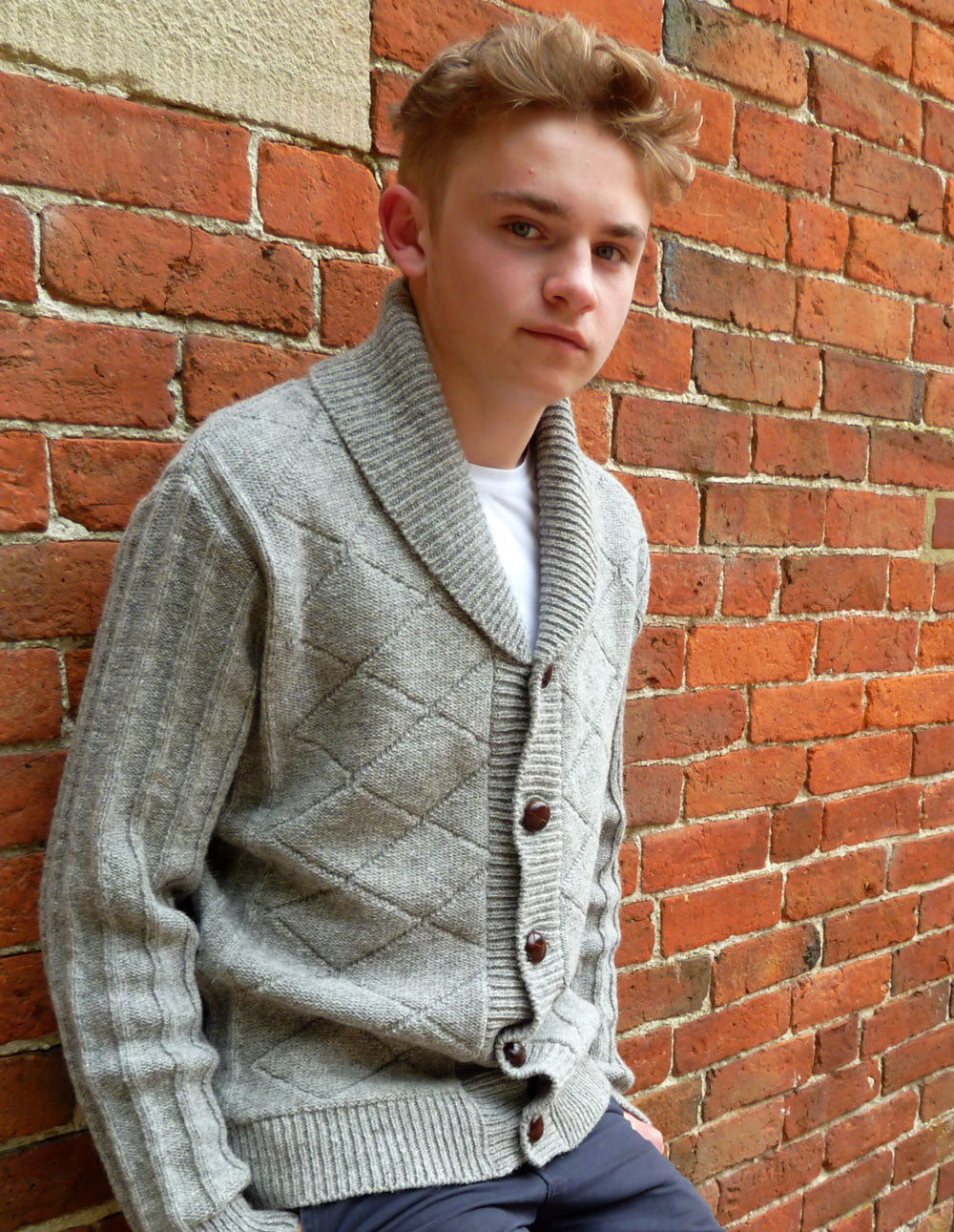 Harbro In Grey Pure Wool Cardigan