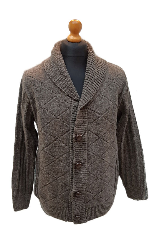 Harbro In Brown Pure Wool Cardigan