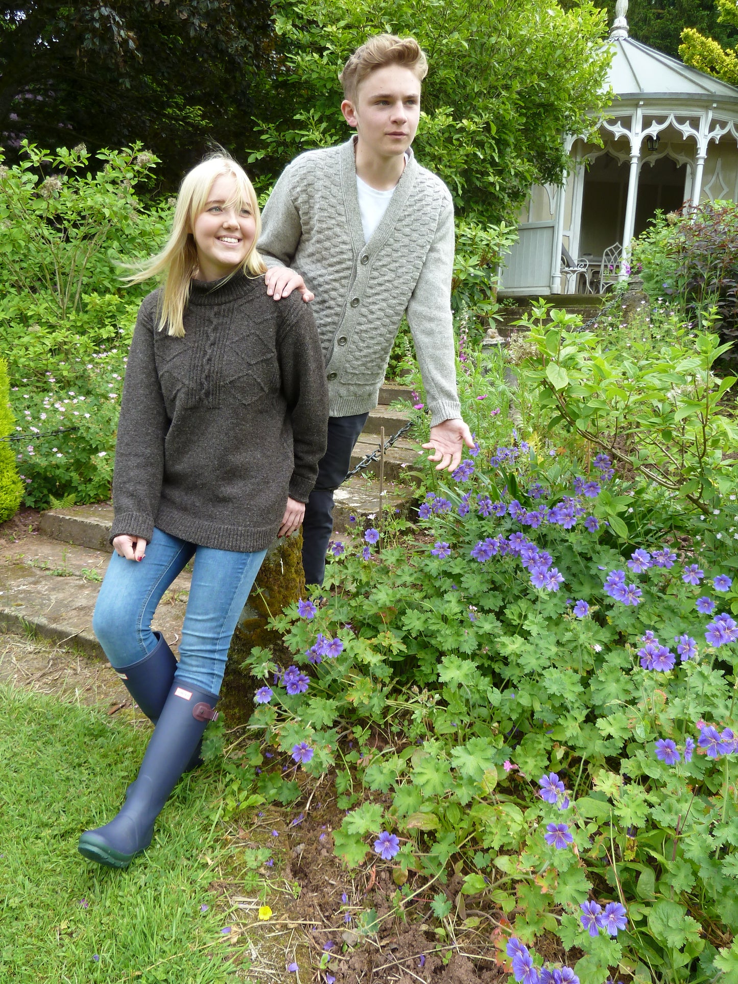 Cosby In Grey Pure Wool Cardigan