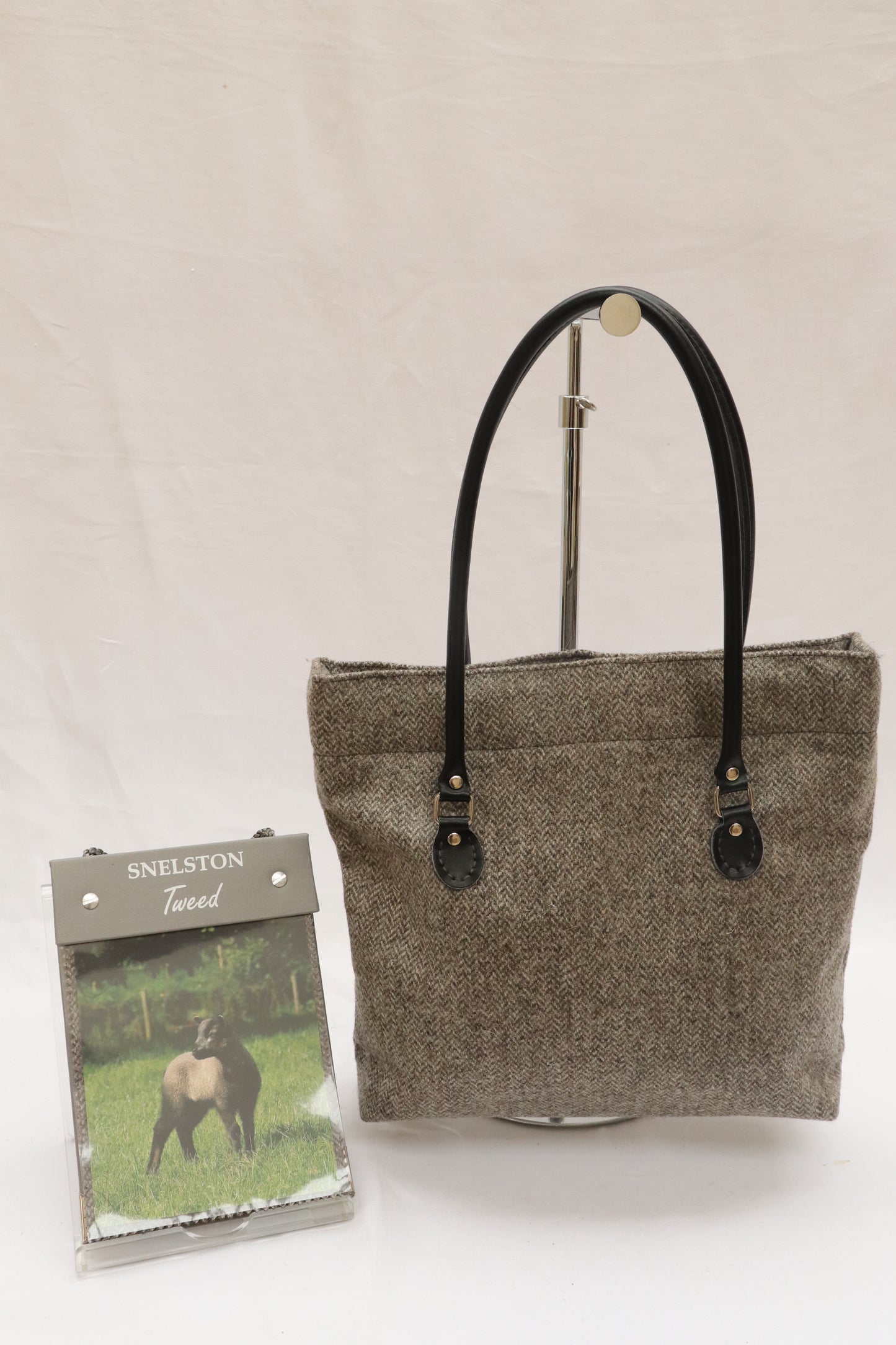 Slate Herringbone Tweed Handbag